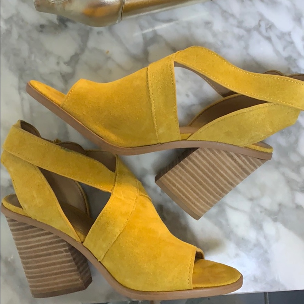 Marc Fisher Sunny Yellow Chunky Heels